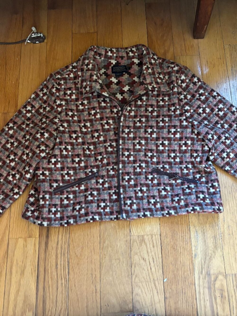 VINTAGE PENDLETON 100% PURE WOOL ZIP CROPPED JACKET XL Petite